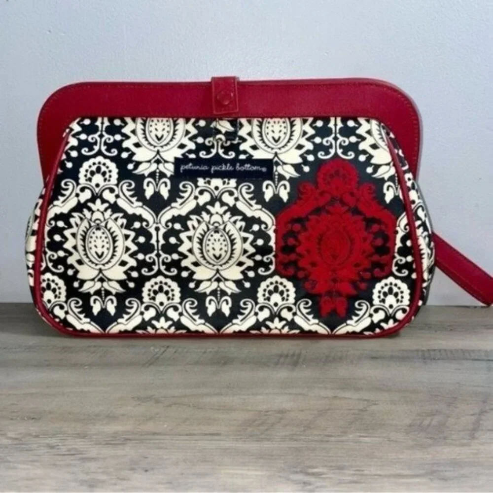 Petunia Pickle Bottom Frolicking In Fez Damask Diaper Bag Wristlet